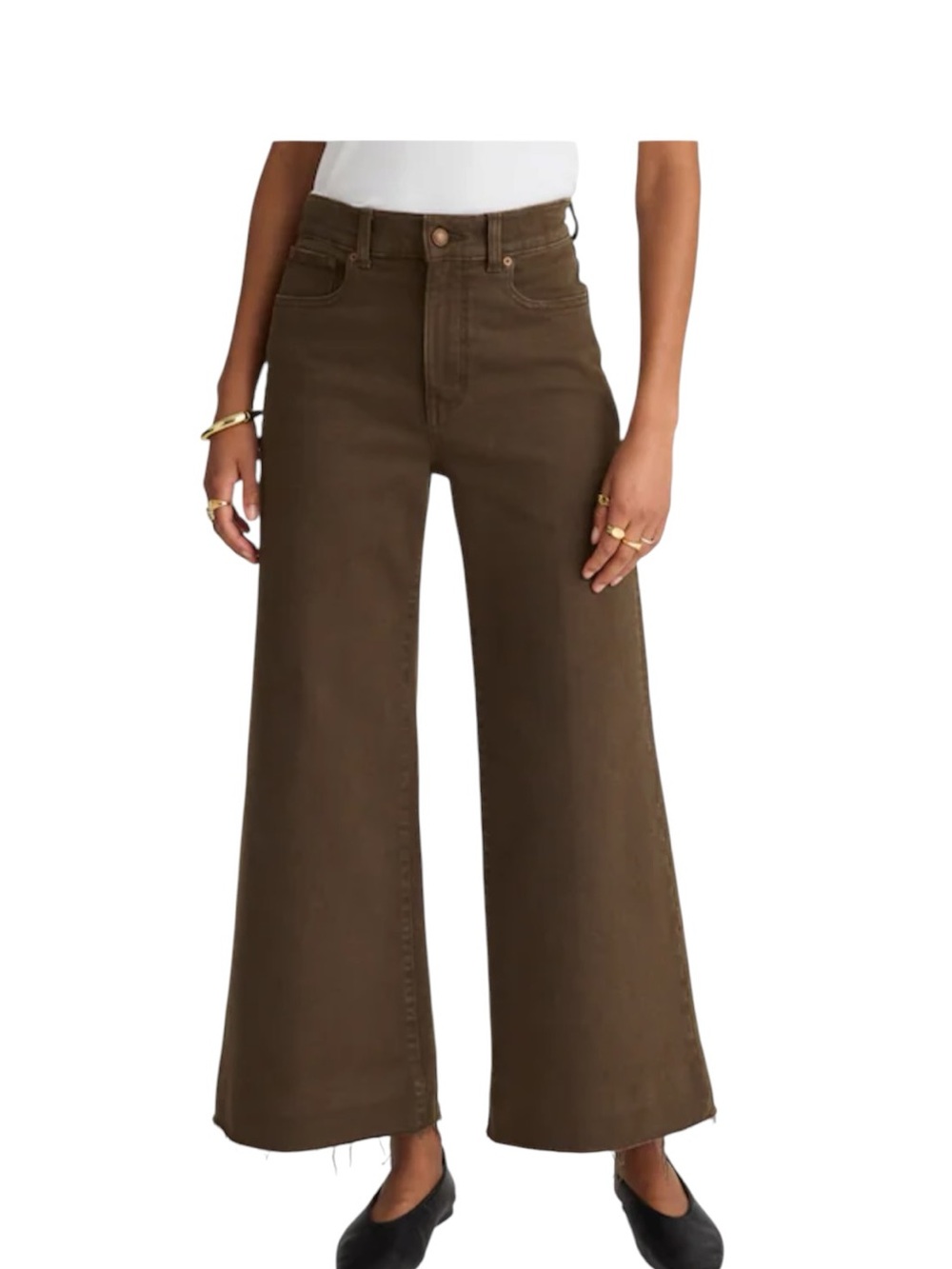 Madewell Flared Wide-Leg Crop Jeans mocha Brown stretch size 26/US size 2